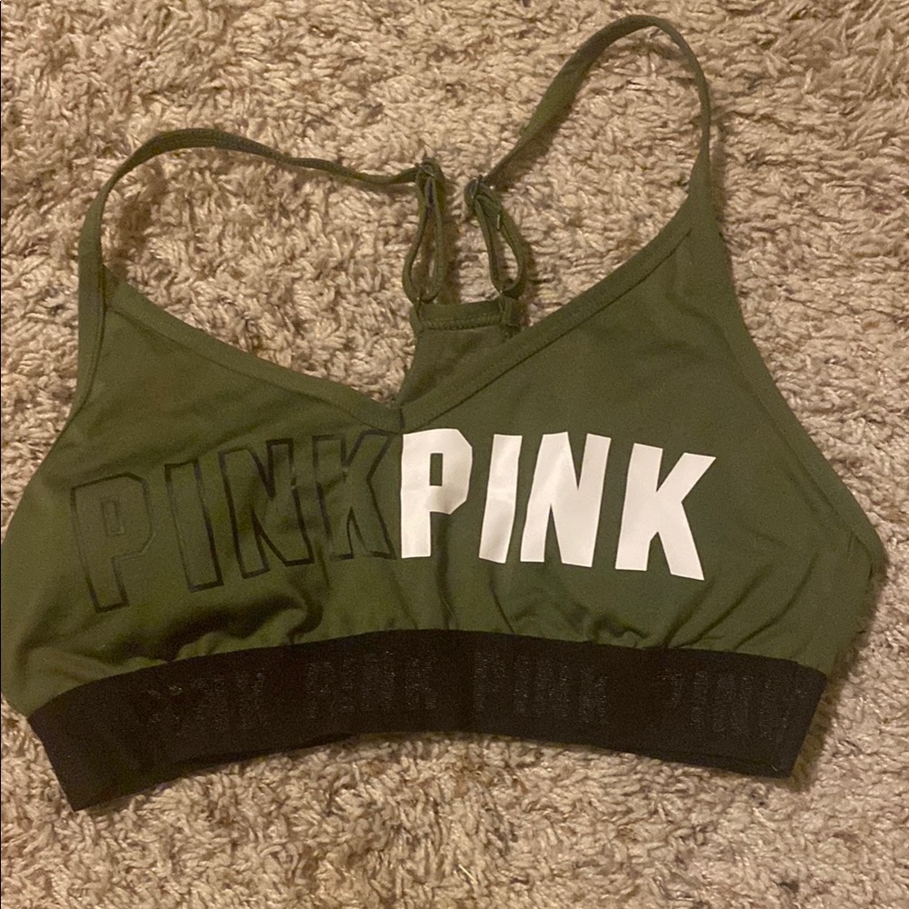PINK Victoria's Secret Olive Sports Bra